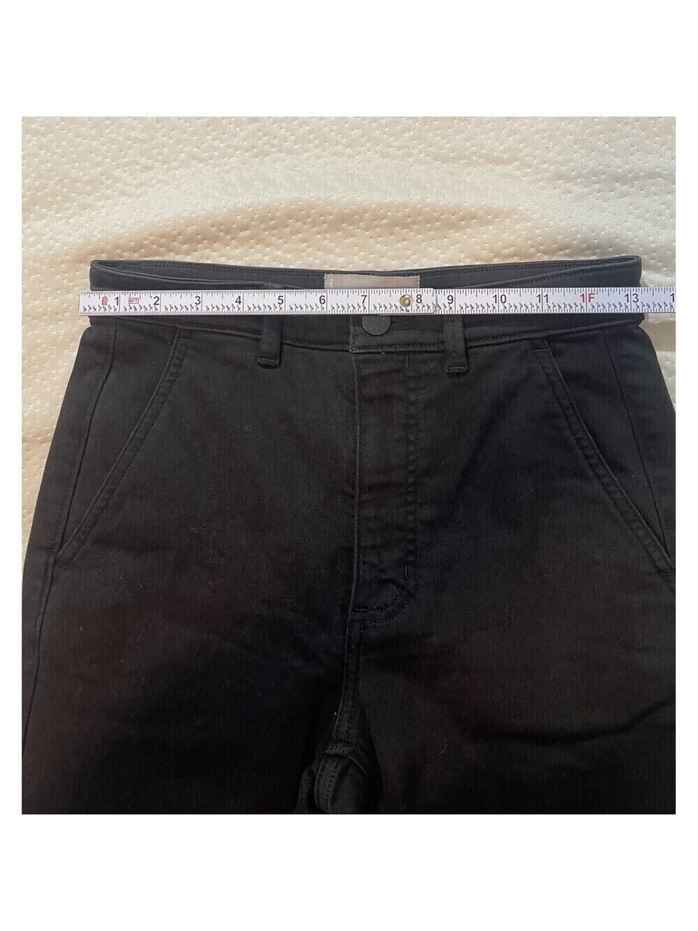 Everlane women's the wide leg crop black pants sz 2 high rise jeans denim - Picture 6 of 8